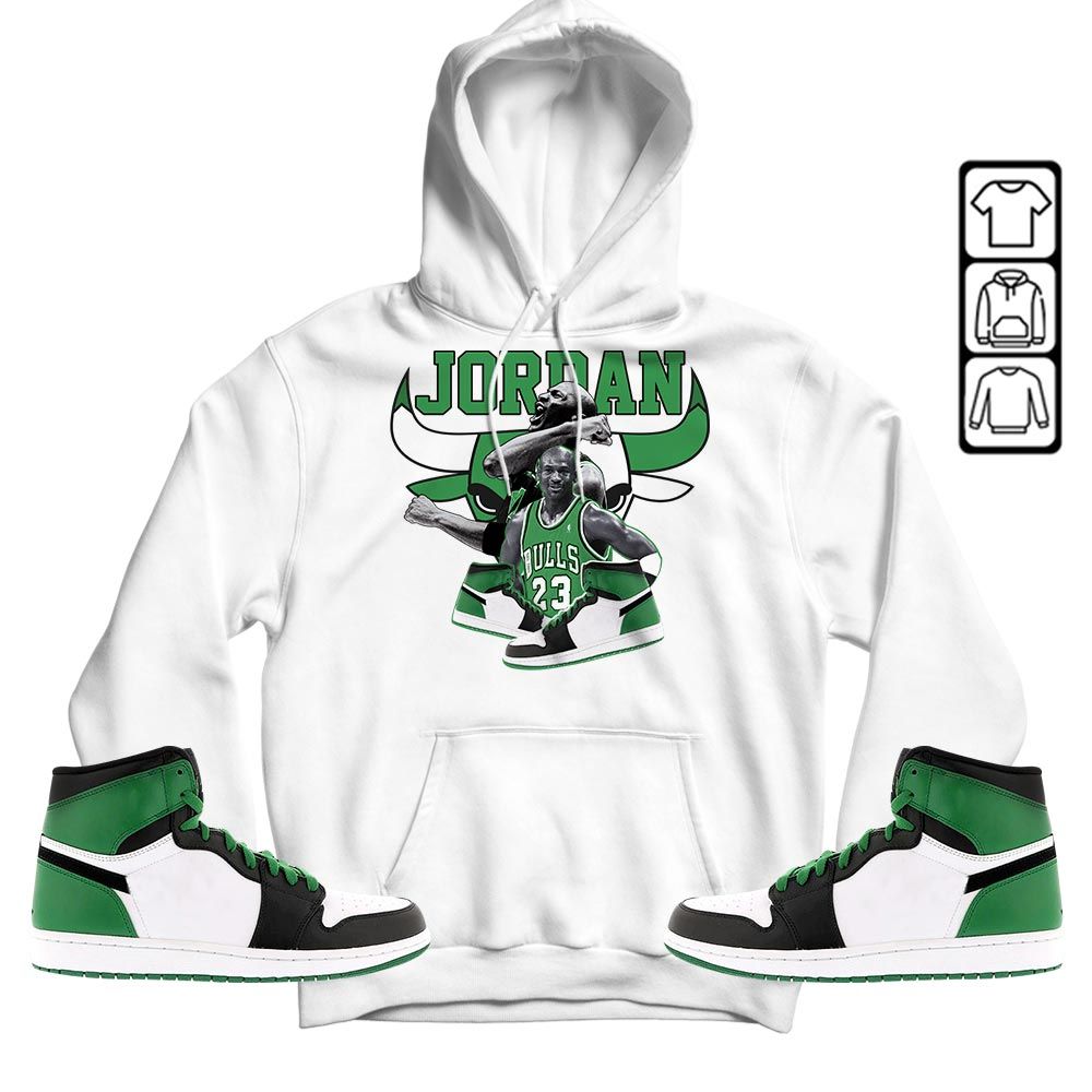 Bull Jordan Sneaker Shirt Match OG Celtics 1s, Jordan 1 High OG Celtics MKO T-Shirt