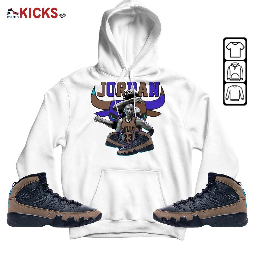 Bull Jordan Sneaker Shirt Match Olive Concord 9s, Jordan 9 Olive Concord MKO Hoodie