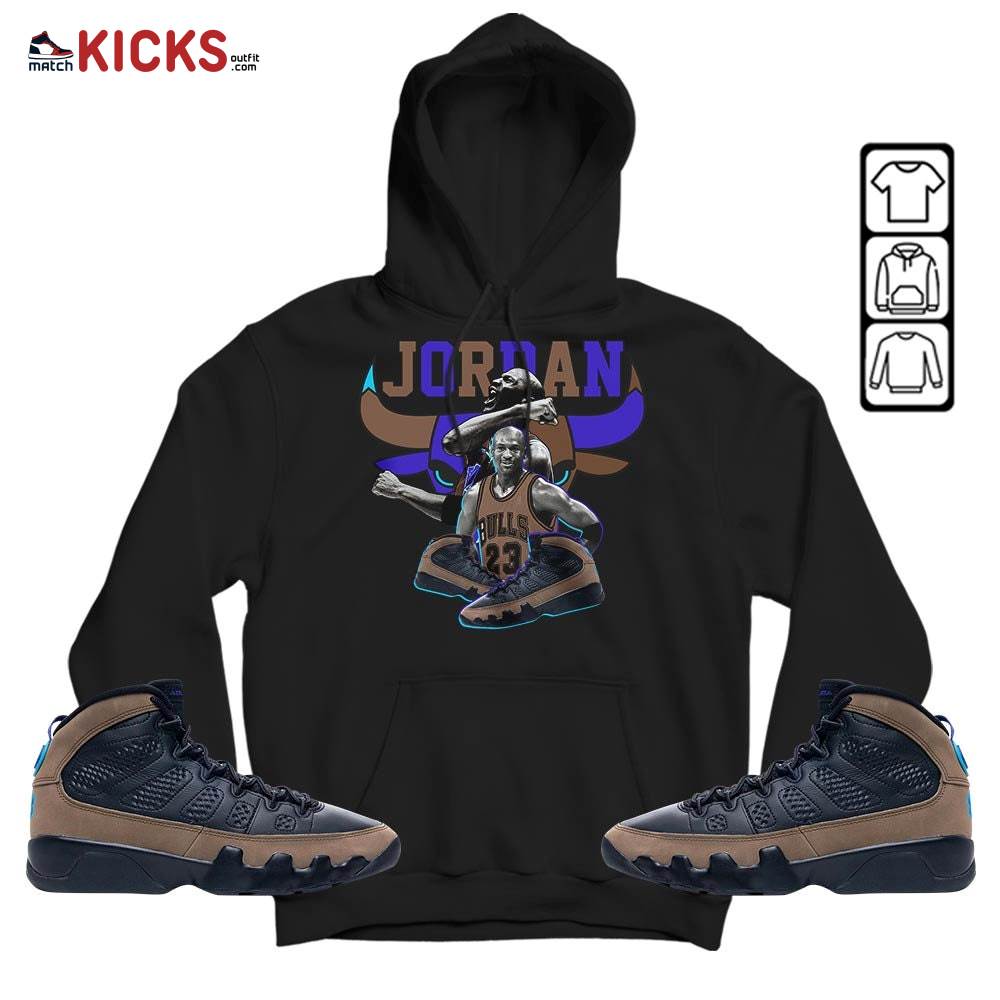 Bull Jordan Sneaker Shirt Match Olive Concord 9s, Jordan 9 Olive Concord MKO Hoodie