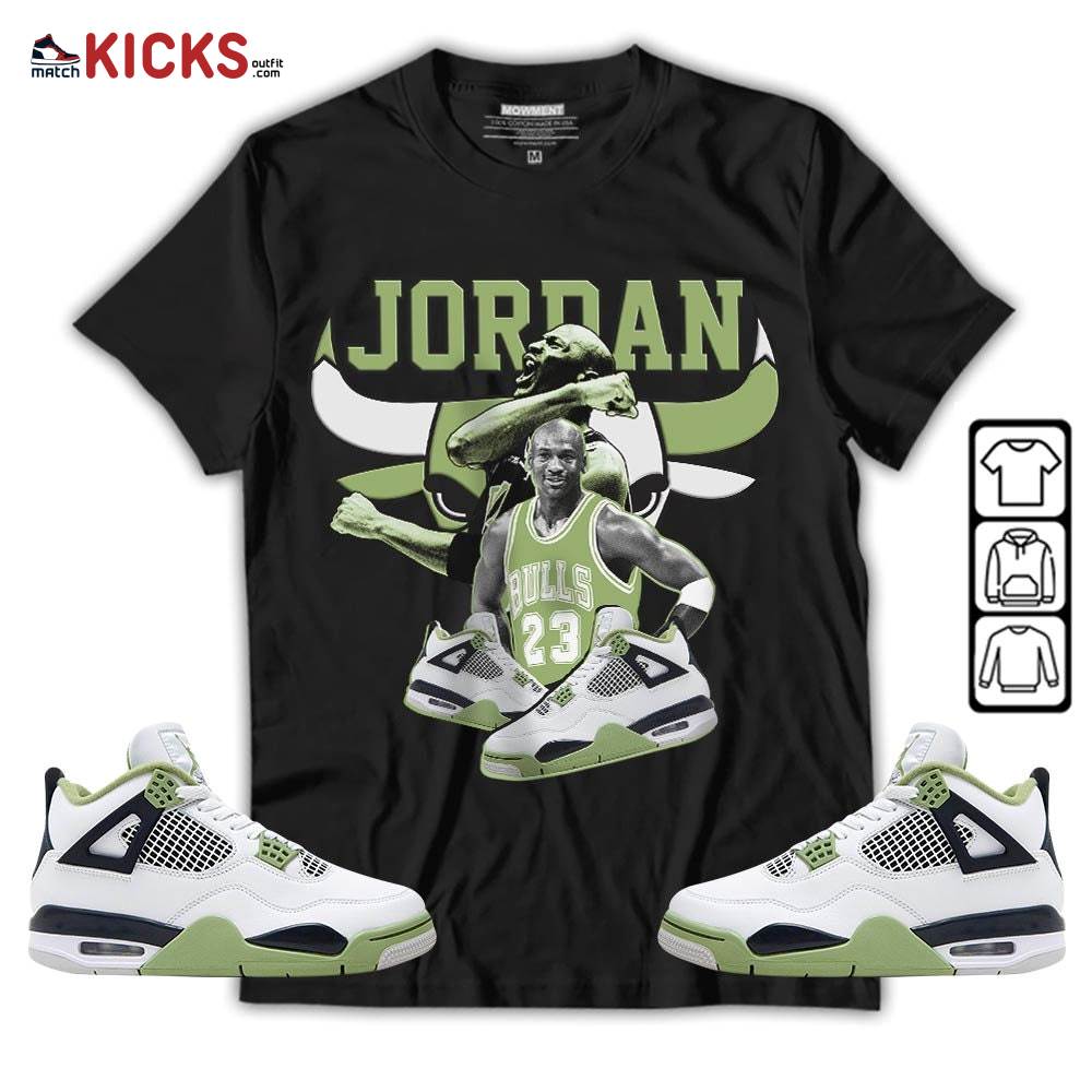 Bull Jordan Sneaker Shirt Match Retro Oil Green 4s, Jordan 4 Oil Green MKO T-Shirt