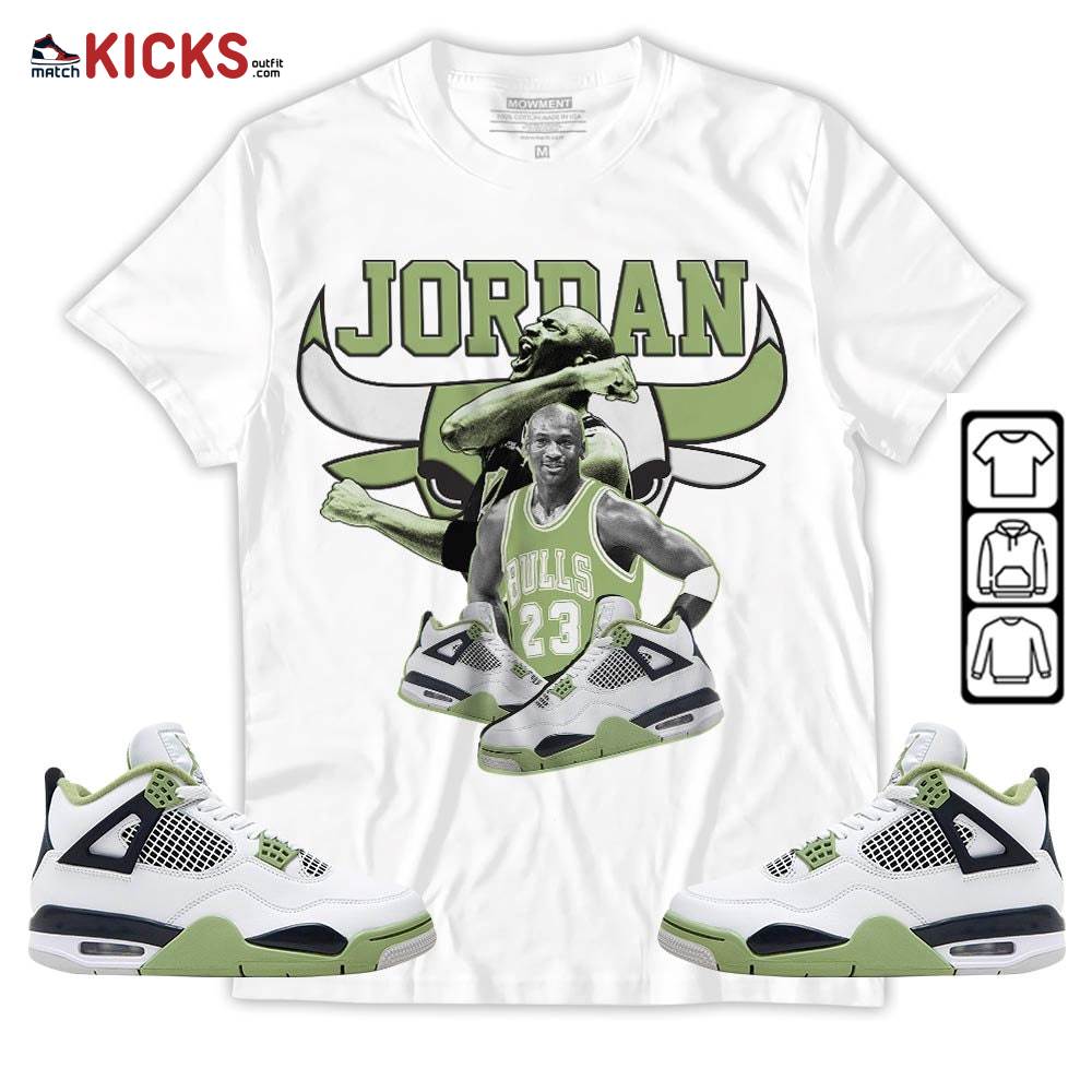 Bull Jordan Sneaker Shirt Match Retro Oil Green 4s, Jordan 4 Oil Green MKO T-Shirt Bull Jordan Sneaker Shirt Match Retro Oil Green 4s, Jordan 4 Oil Green MKO T-Shirt