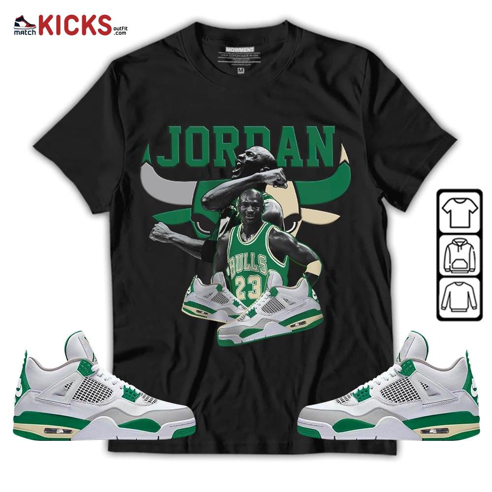 Bull Jordan Sneaker Shirt Match Retro Pine Green 4s, Jordan 4 Pine Green MKO T-Shirt