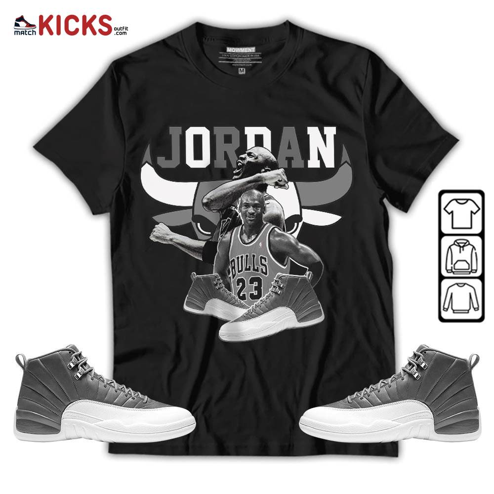 Bull Jordan Sneaker Shirt Match Retro Stealth 12s, Jordan 12 Retro Stealth MKO T-Shirt