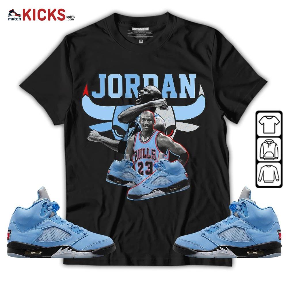 Bull Jordan Sneaker Shirt Match Retro University Blue 5s, Jordan 5 University Blue MKO T-Shirt