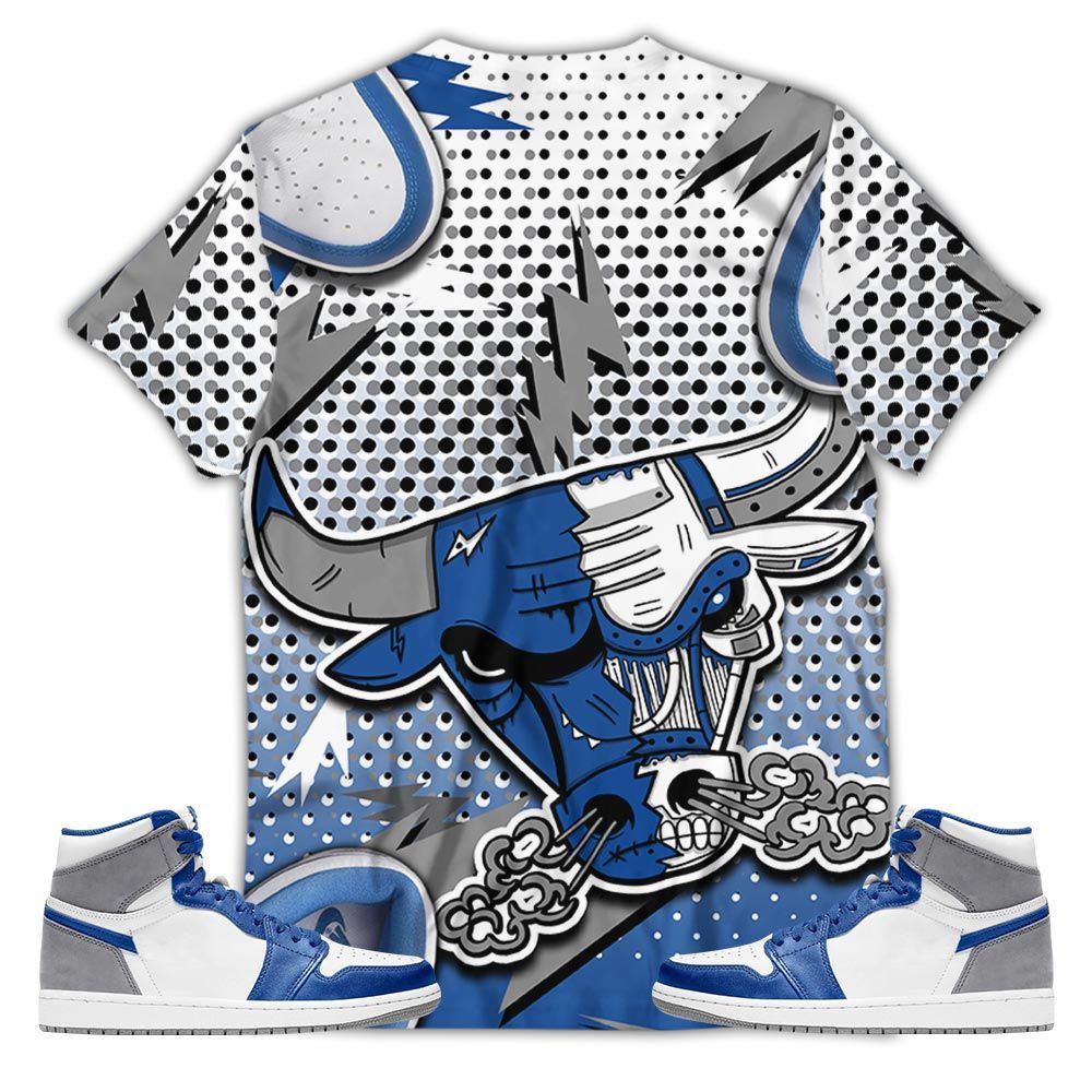Bull Jordan Sneaker Shirt Match True Blue 1S, Jordan 1 High Og True Blue Hoodie Sweatshirt Tee All Over Print MKO Shirt
