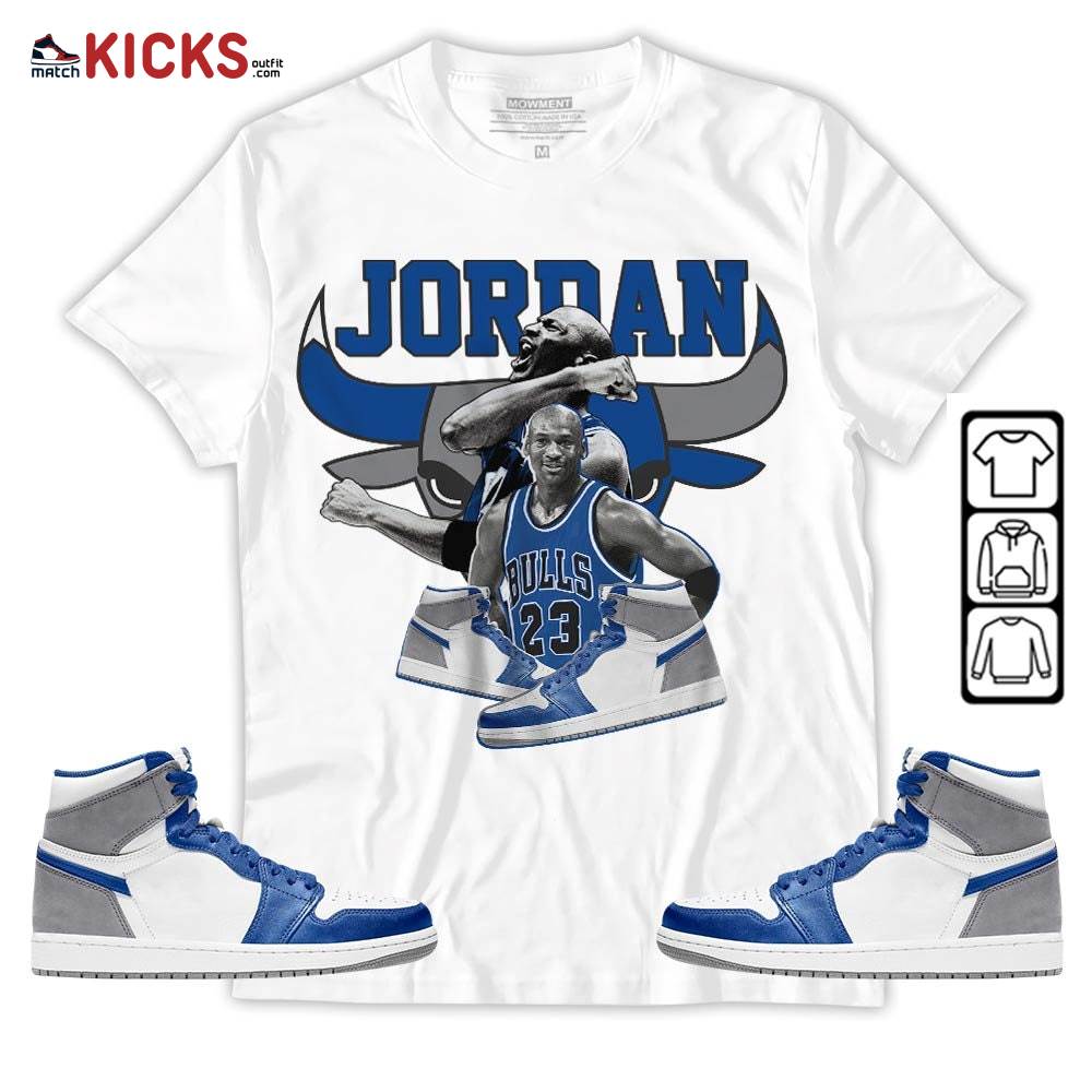 Bull Jordan Sneaker Shirt Match True Blue 1s, Jordan 1 High OG True Blue MKO Hoodie