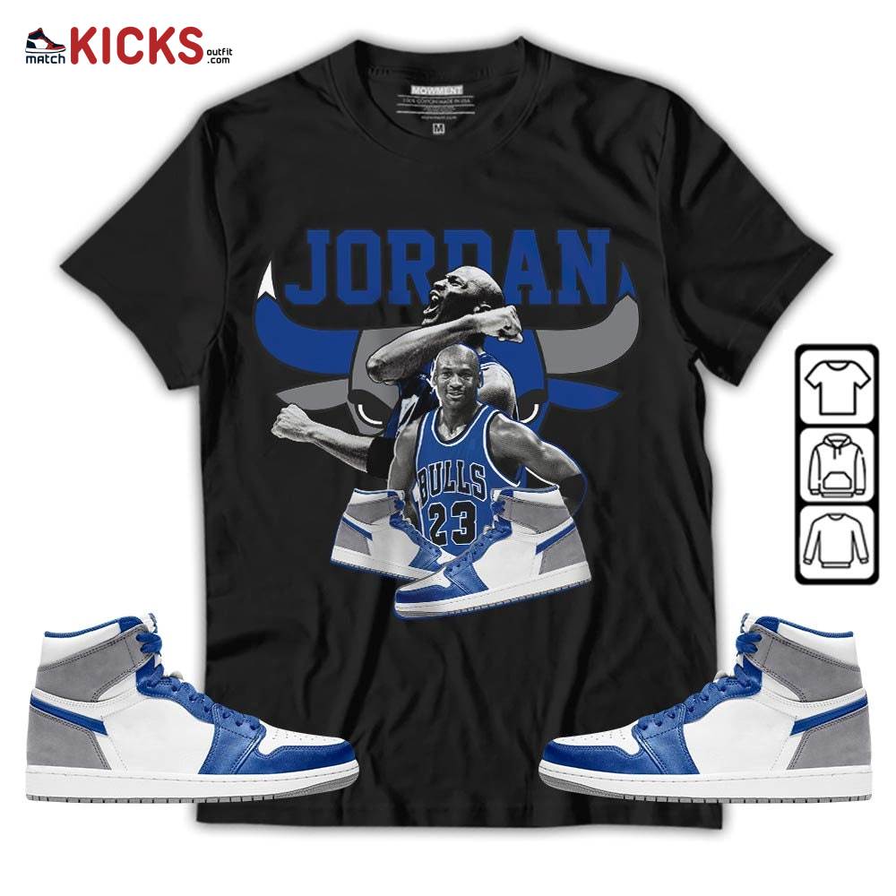 Bull Jordan Sneaker Shirt Match True Blue 1s, Jordan 1 High OG True Blue MKO T-Shirt