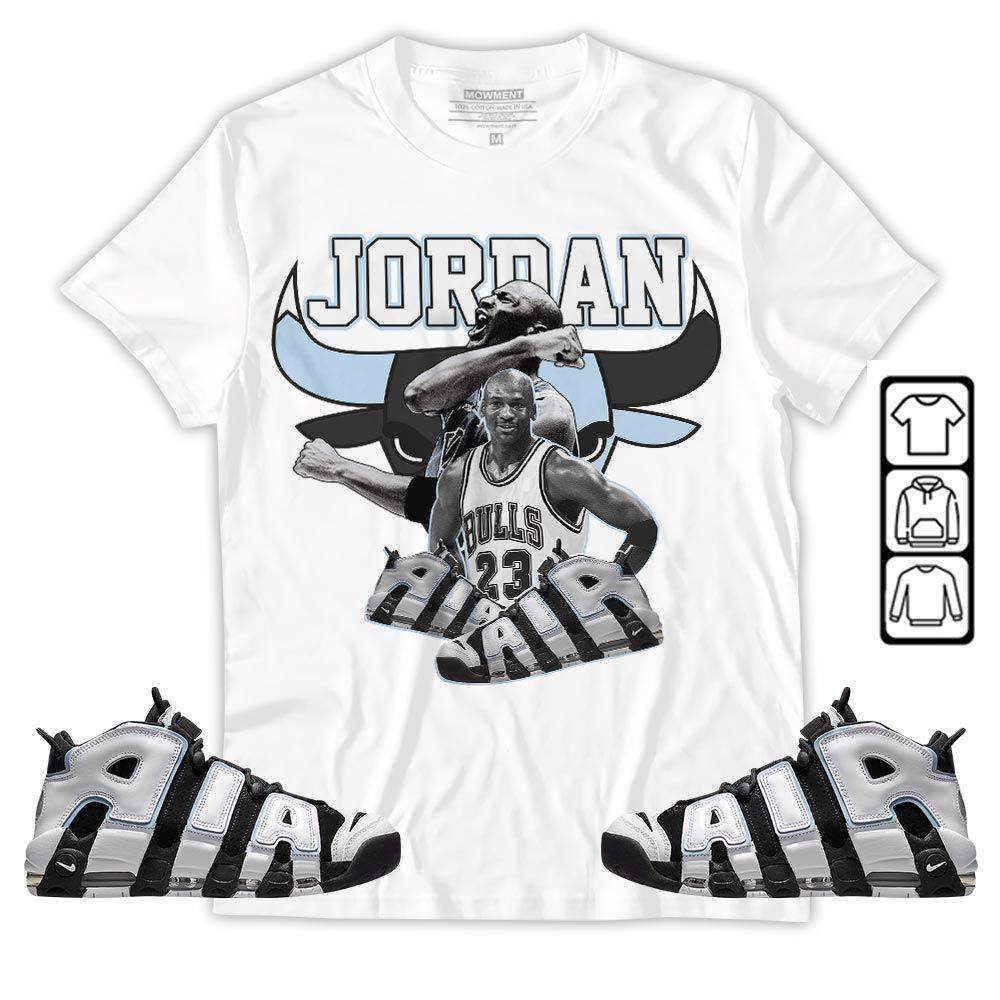 Bull Jordan Sneaker Shirt Match Uptempo Cobalt Bliss, Air More Uptempo Cobalt Bliss MKO Hoodie