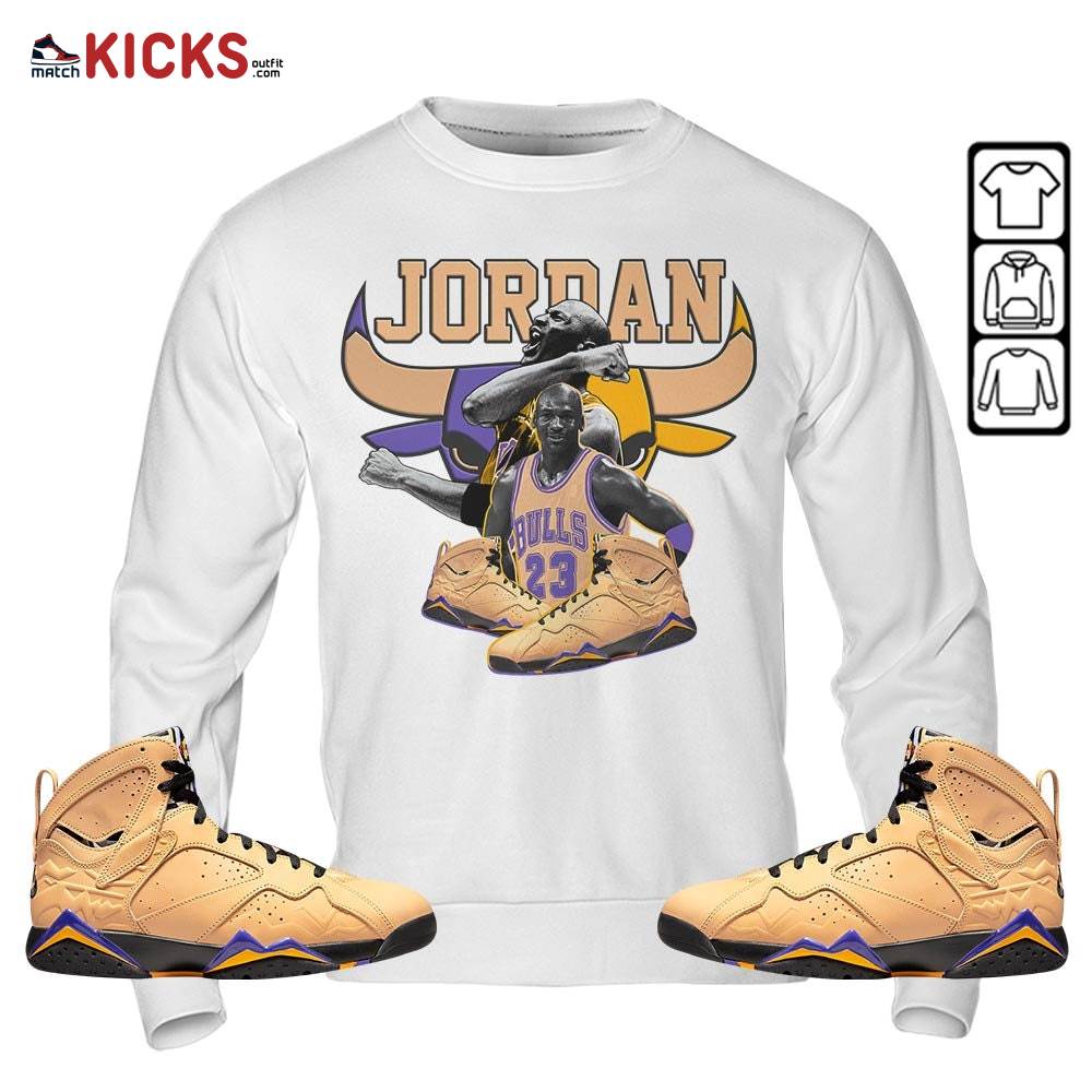 Bull Jordan Sneaker Shirt Match Vachetta Tan 7s, Jordan 7 SE Afrobeats MKO Sweatshirt
