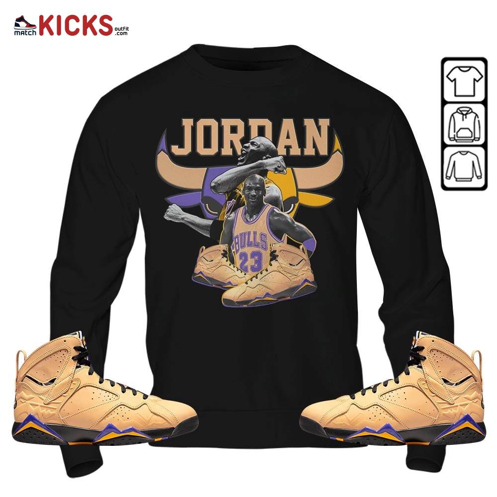 Bull Jordan Sneaker Shirt Match Vachetta Tan 7s, Jordan 7 SE Afrobeats MKO Sweatshirt