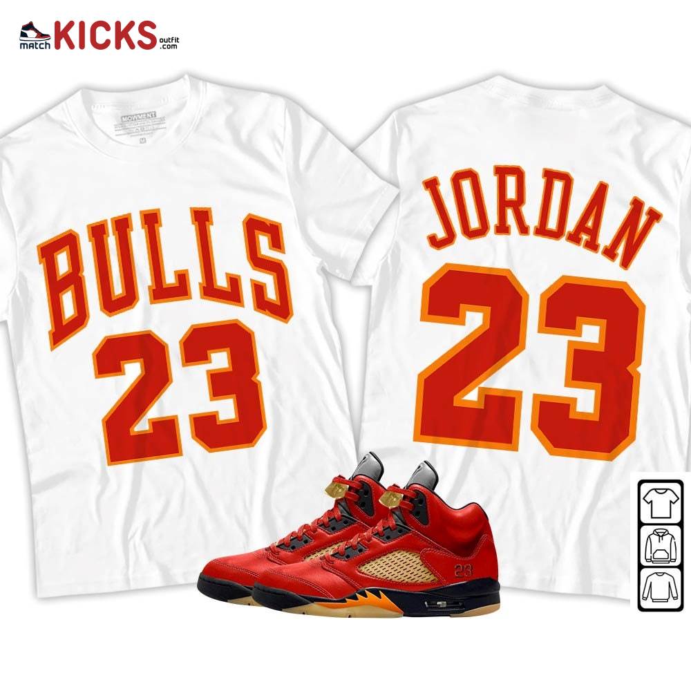 Bulls Number 23 Sneaker Shirt Match 5 Dunk On Mars, Jordan 5 Mars For Her MKO Hoodie