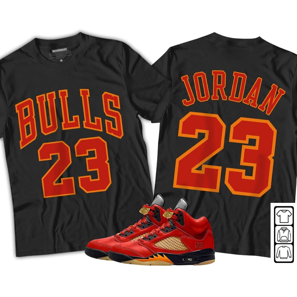 Bulls Number 23 Sneaker Shirt Match 5 Dunk On Mars, Jordan 5 Mars For Her MKO T-Shirt