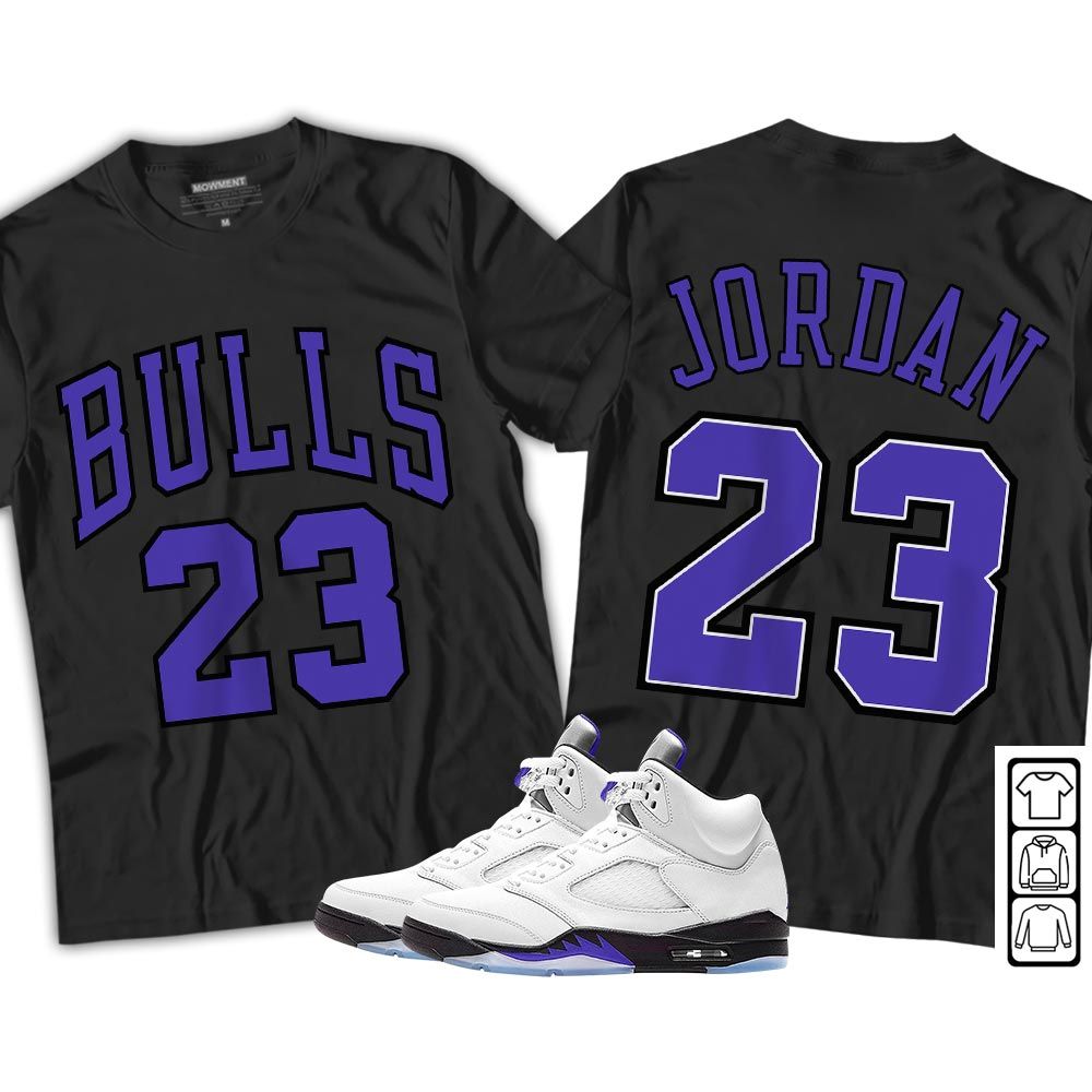 Bulls Number 23 Sneaker Shirt Match Dark Concord 5s, Jordan 5 Retro Concord MKO T-Shirt
