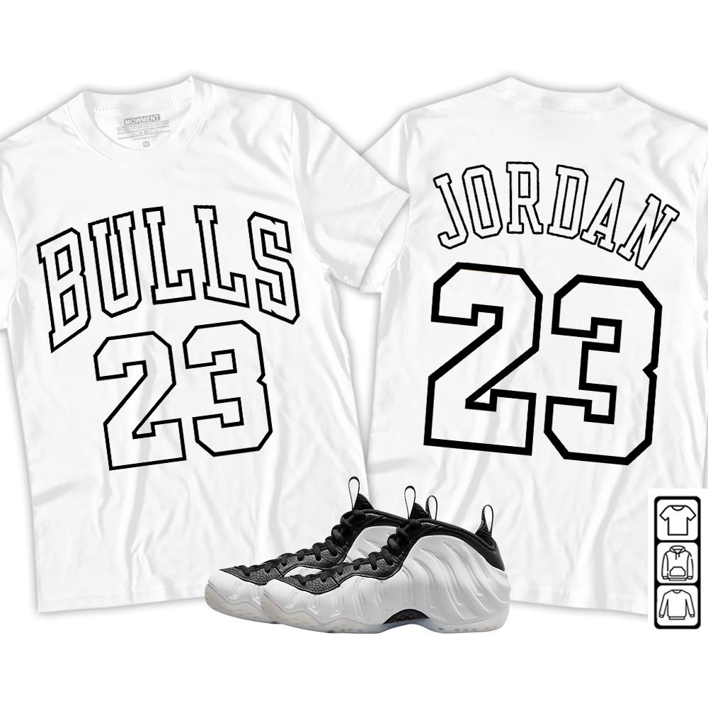 Bulls Number 23 Sneaker Shirt Match Foamposite White Black, Air Foamposite One Penny PE MKO T-Shirt Bulls Number 23 Sneaker Shirt Match Foamposite White Black, Air Foamposite One Penny PE MKO T-Shirt