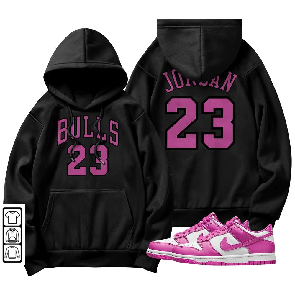 Bulls Number 23 Sneaker Shirt Match GS Active Fuchsia, Dunk Low Active Fuchsia MKO Hoodie Bulls Number 23 Sneaker Shirt Match GS Active Fuchsia, Dunk Low Active Fuchsia MKO Hoodie
