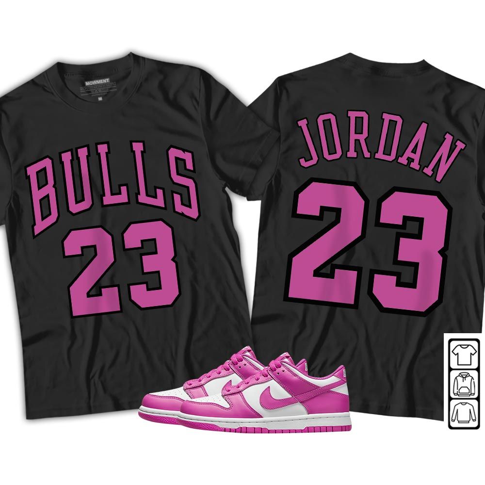 Bulls Number 23 Sneaker Shirt Match GS Active Fuchsia, Dunk Low Active Fuchsia MKO T-Shirt Bulls Number 23 Sneaker Shirt Match GS Active Fuchsia, Dunk Low Active Fuchsia MKO T-Shirt