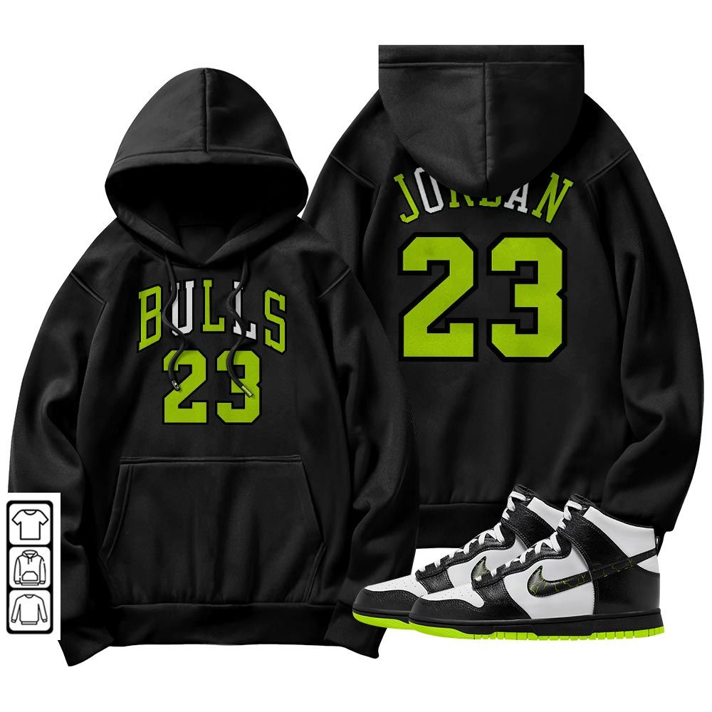 Bulls Number 23 Sneaker Shirt Match High Electric 2023, Dunk High Electric MKO T-Shirt