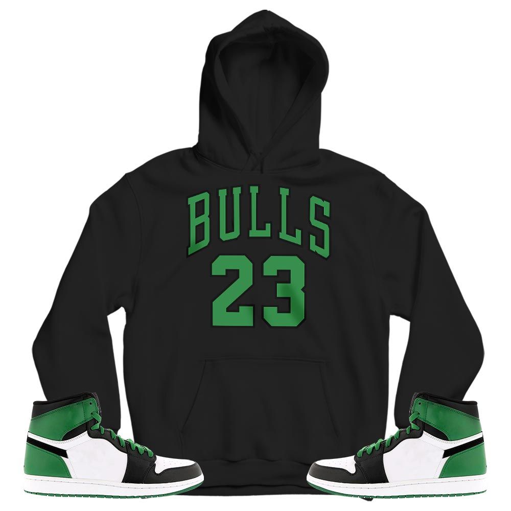 Bulls Number 23 Sneaker Shirt Match Lucky Green 1s, Jordan 1 Lucky Green MKO Hoodie Bulls Number 23 Sneaker Shirt Match Lucky Green 1s, Jordan 1 Lucky Green MKO Hoodie