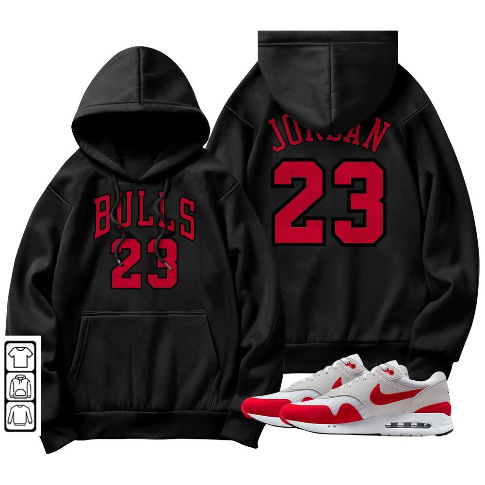 Bulls Number 23 Sneaker Shirt Match Max 1 86 University Red, Air Max 1 86 Big Bubble MKO T-Shirt