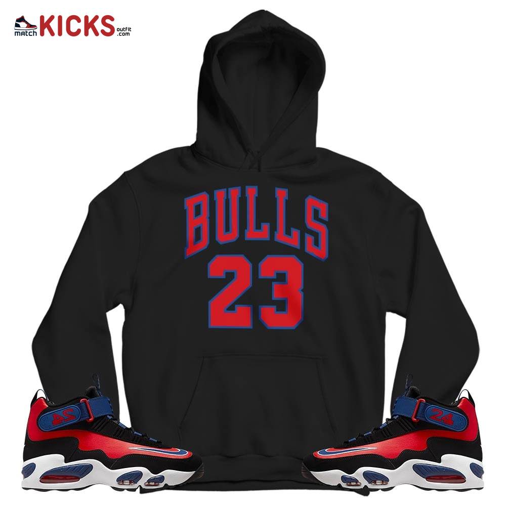 Bulls Number 23 Sneaker Shirt Match Max 1 Navy Red Black, Air Griffey Max 1 Black Red Navy Blue MKO Hoodie