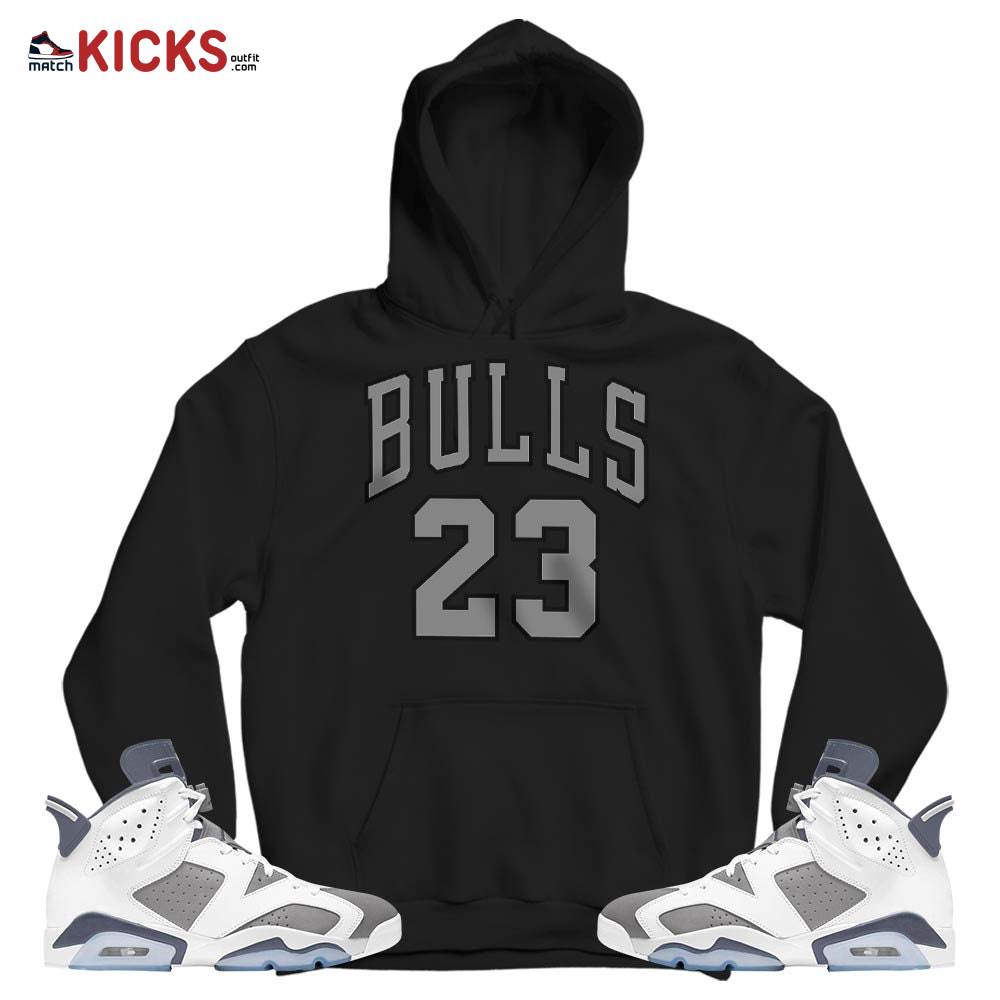 Bulls Number 23 Sneaker Shirt Match Retro Cool Grey 6s, Jordan 6 Cool Grey MKO Hoodie