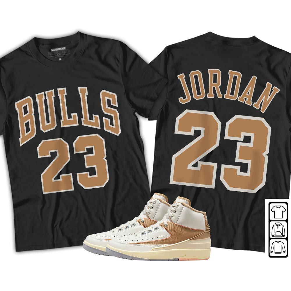 Bulls Number 23 Sneaker Shirt Match Retro Craft 2s, Jordan 2 Craft MKO T-Shirt