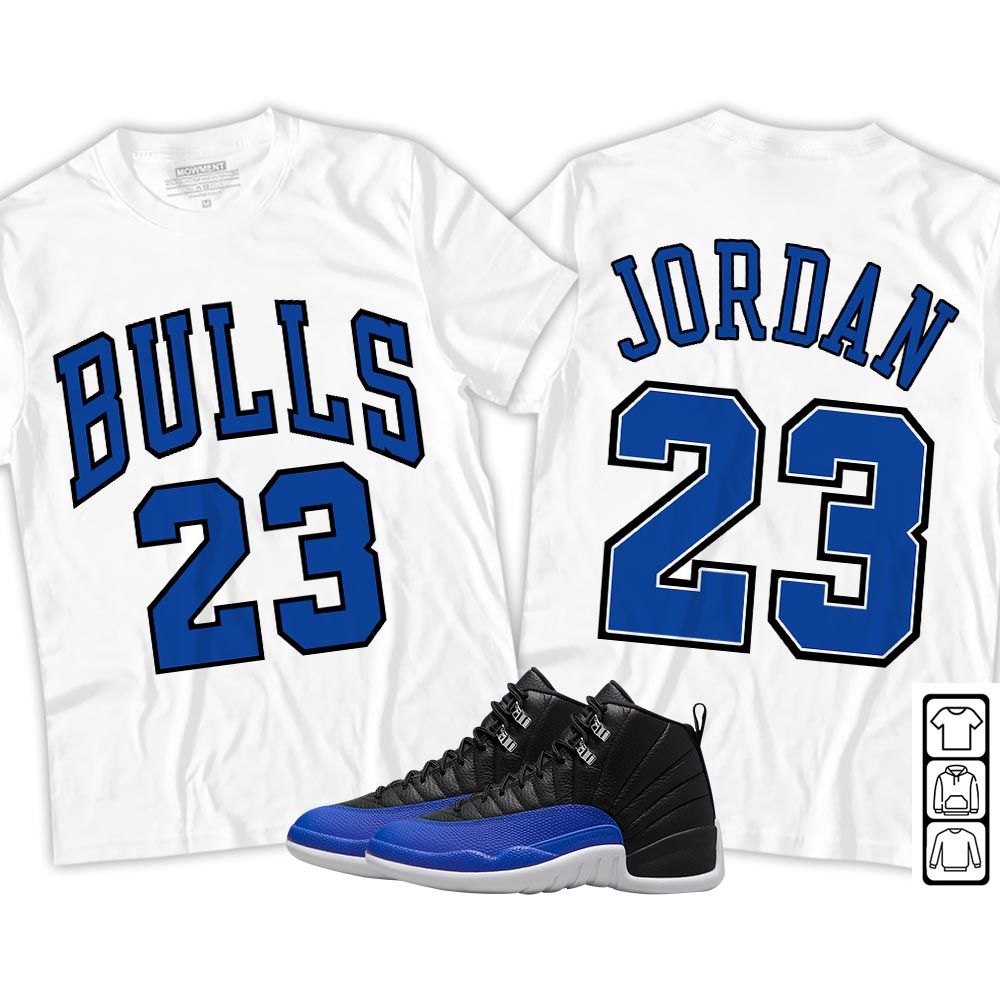Bulls Number 23 Sneaker Shirt Match Retro Hyper Royal 12s, Jordan 12 Hyper Royal MKO Hoodie