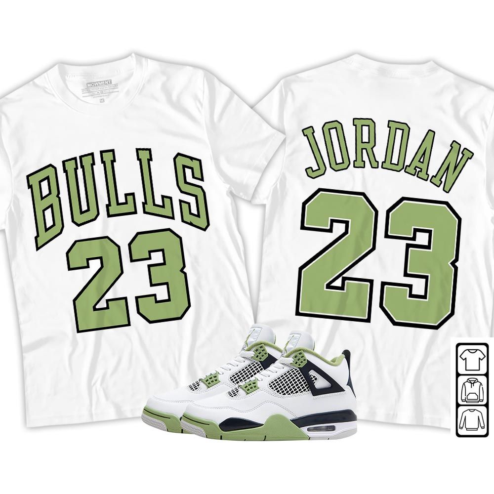 Bulls Number 23 Sneaker Shirt Match Retro Oil Green 4s, Jordan 4 Oil Green MKO T-Shirt Bulls Number 23 Sneaker Shirt Match Retro Oil Green 4s, Jordan 4 Oil Green MKO T-Shirt