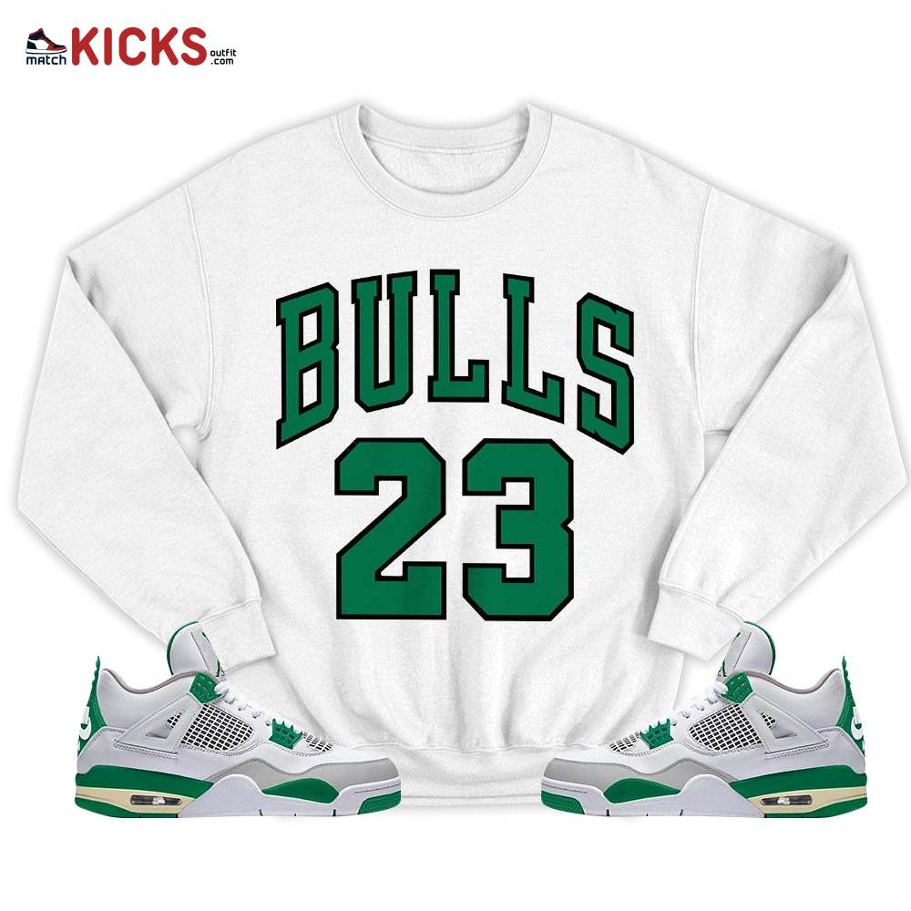 Bulls Number 23 Sneaker Shirt Match Retro Pine Green 4s, Jordan 4 Pine Green MKO Hoodie