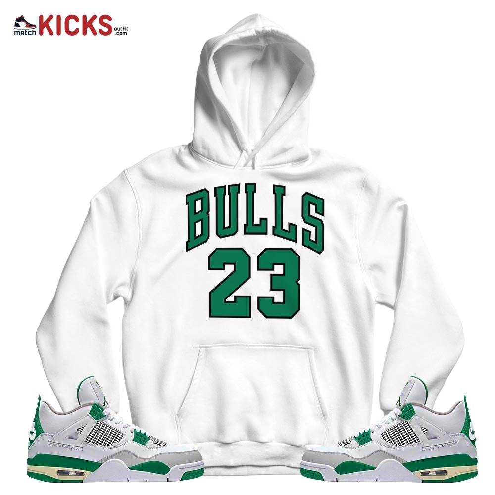 Bulls Number 23 Sneaker Shirt Match Retro Pine Green 4s, Jordan 4 Pine Green MKO Hoodie
