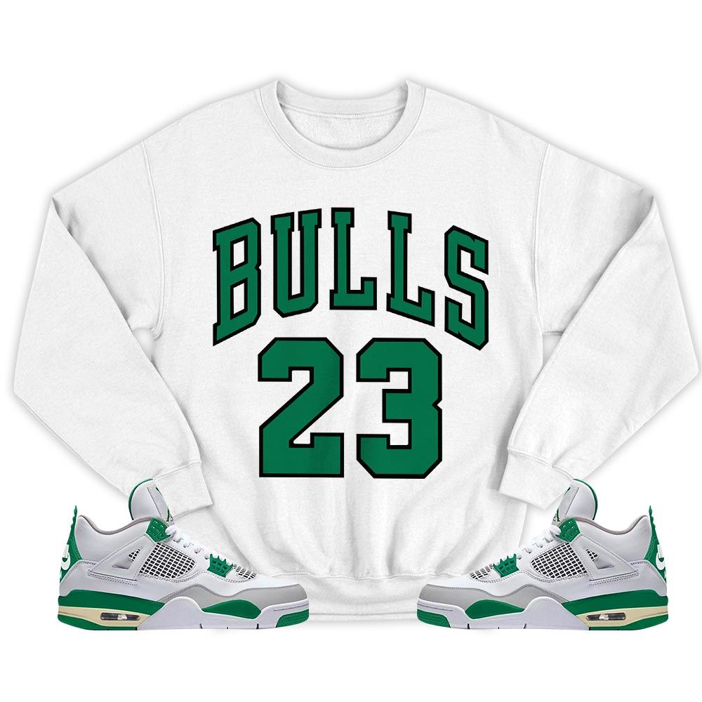 Bulls Number 23 Sneaker Shirt Match Retro Pine Green 4s, Jordan 4 Pine Green MKO Sweatshirt Bulls Number 23 Sneaker Shirt Match Retro Pine Green 4s, Jordan 4 Pine Green MKO Sweatshirt