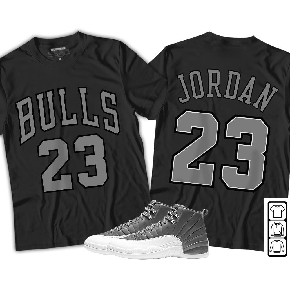 Bulls Number 23 Sneaker Shirt Match Stealth 12s, Jordan 12 Retro Stealth MKO T-Shirt