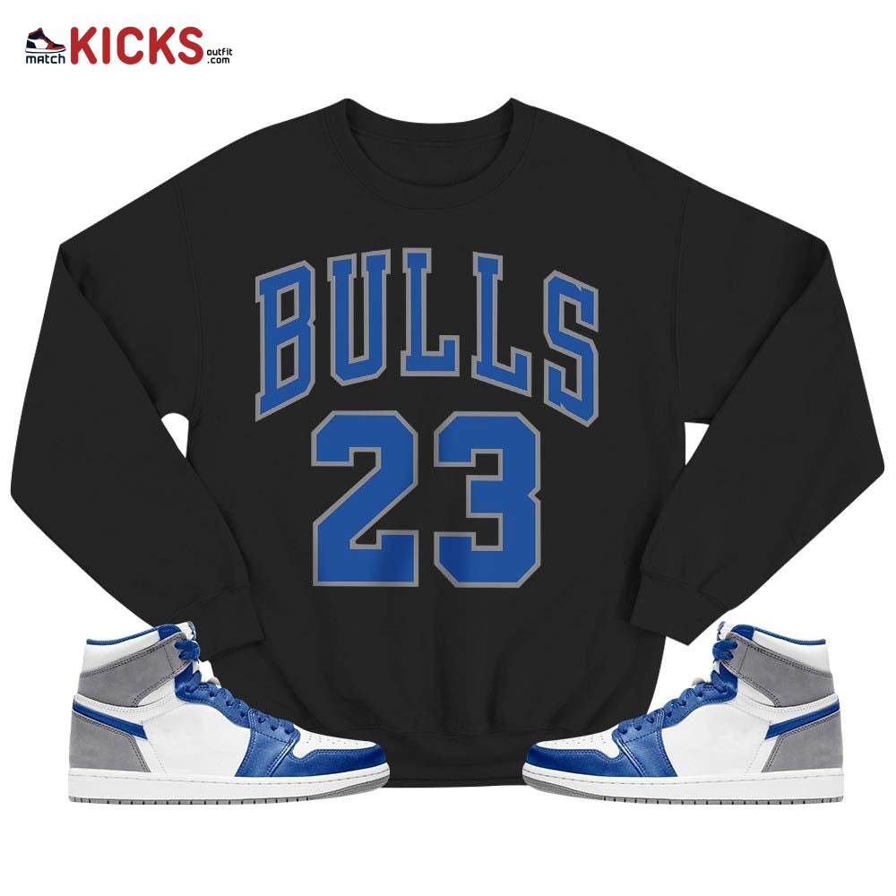 Bulls Number 23 Sneaker Shirt Match True Blue 1s, Jordan 1 High OG True Blue MKO Hoodie Bulls Number 23 Sneaker Shirt Match True Blue 1s, Jordan 1 High OG True Blue MKO Hoodie