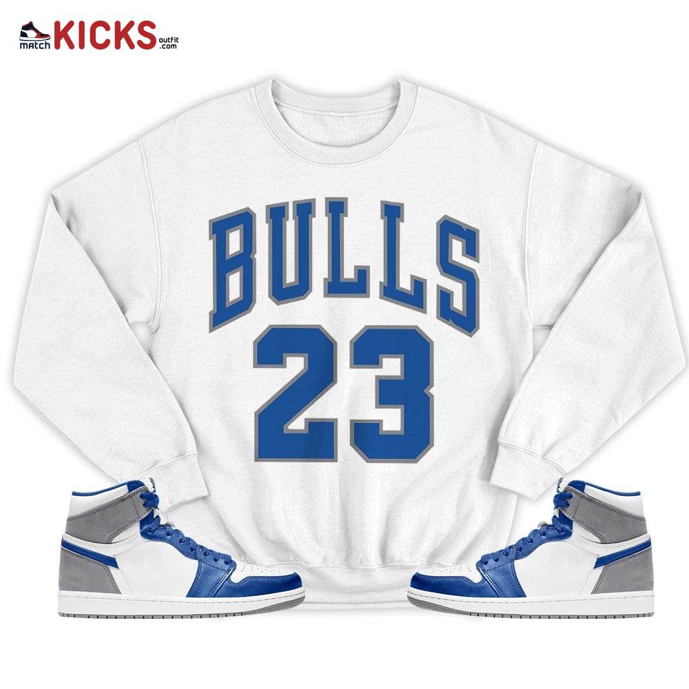 Bulls Number 23 Sneaker Shirt Match True Blue 1s, Jordan 1 High OG True Blue MKO Hoodie