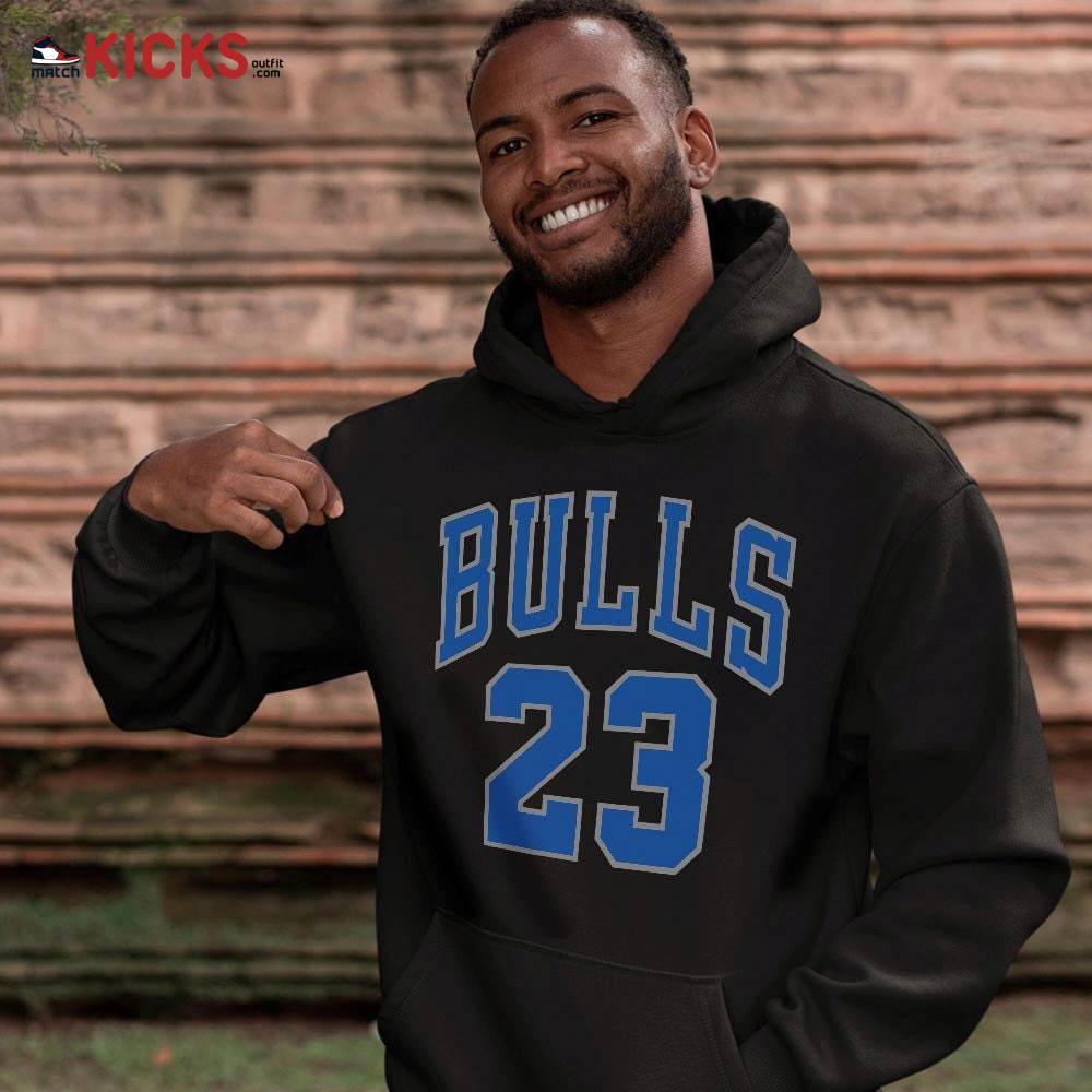 Bulls Number 23 Sneaker Shirt Match True Blue 1s, Jordan 1 High OG True Blue MKO Hoodie Bulls Number 23 Sneaker Shirt Match True Blue 1s, Jordan 1 High OG True Blue MKO Hoodie