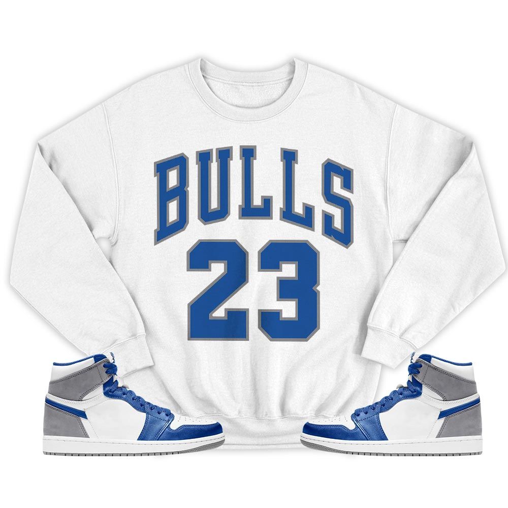 Bulls Number 23 Sneaker Shirt Match True Blue 1s, Jordan 1 High OG True Blue MKO Sweatshirt Bulls Number 23 Sneaker Shirt Match True Blue 1s, Jordan 1 High OG True Blue MKO Sweatshirt