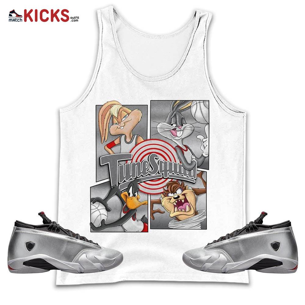Bunny Tazmanian Basketball Sneaker Shirt Match 14 Low Metallic Silver, Jordan 14 Metallic Silver MKO Tank Top