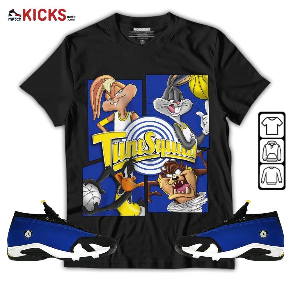 Bunny Tazmanian Basketball Sneaker Shirt Match 2023 Blue Laney 14s, Jordan 14 Laney MKO Sweatshirt