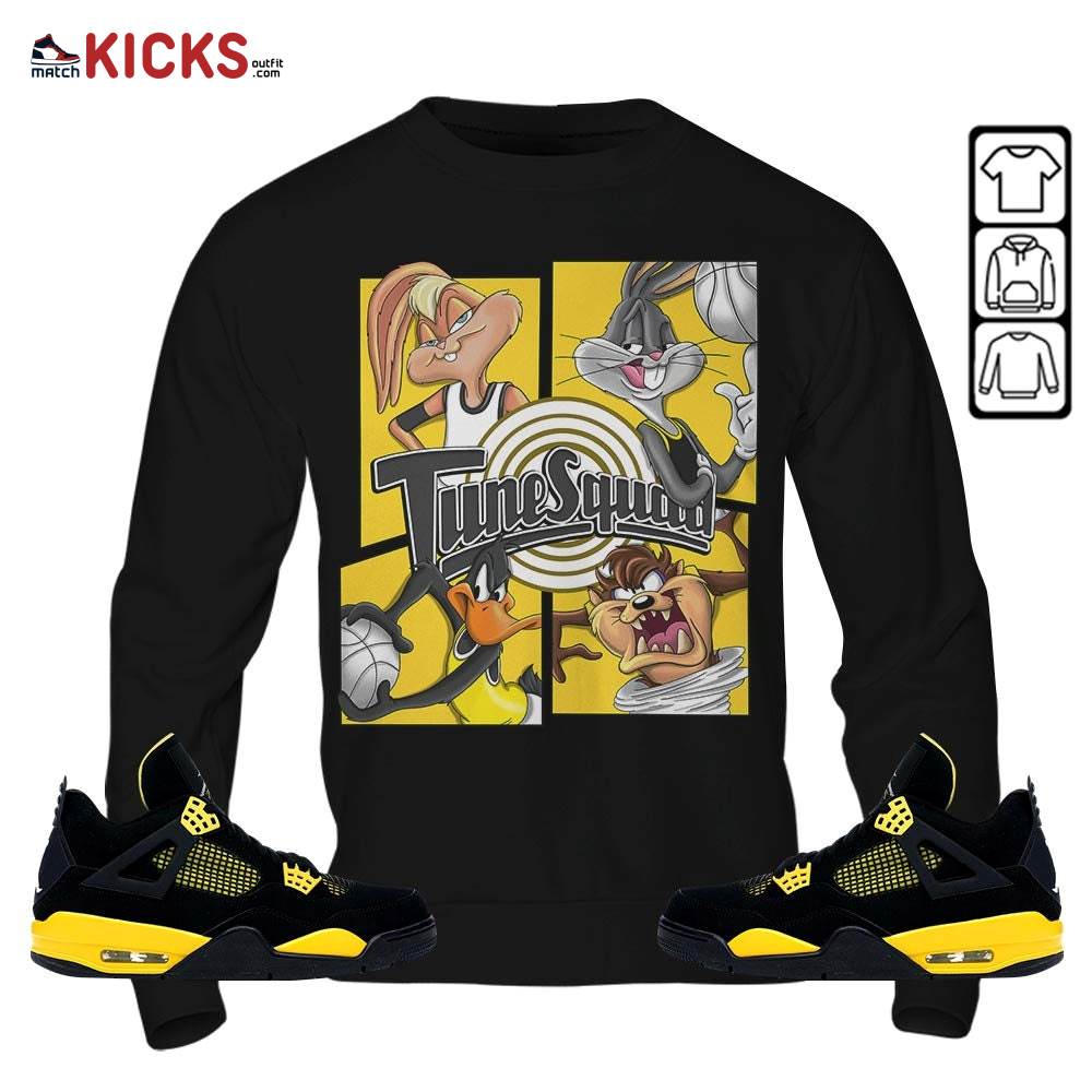 Bunny Tazmanian Basketball Sneaker Shirt Match 2023 Thunder 4s, Jordan Retro 4 Thunder MKO Sweatshirt