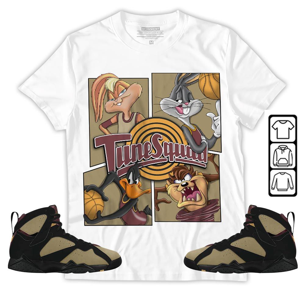 Bunny Tazmanian Basketball Sneaker Shirt Match Black Cherrywood 7s, Jordan 7 Black Olive MKO T-Shirt