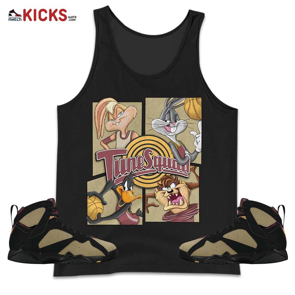 Bunny Tazmanian Basketball Sneaker Shirt Match Black Cherrywood 7s, Jordan 7 Black Olive MKO Tank Top