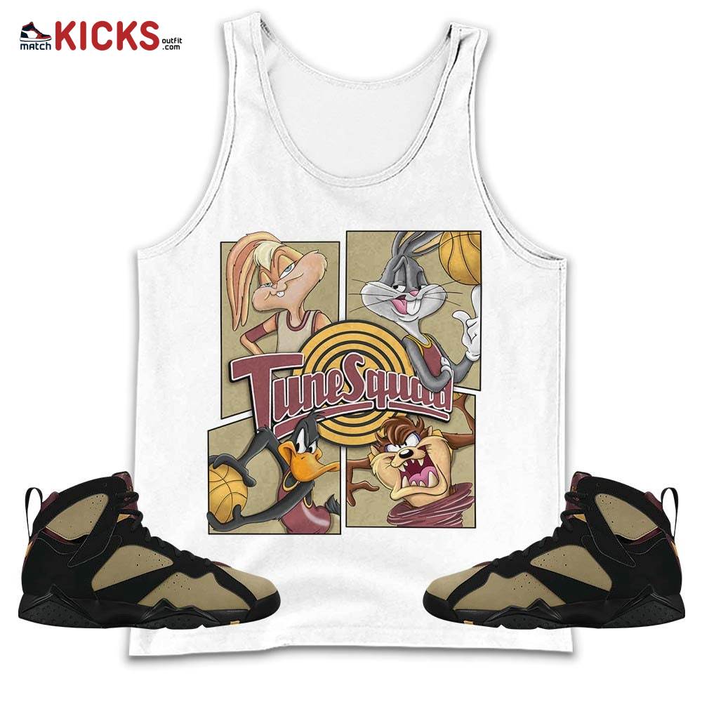 Bunny Tazmanian Basketball Sneaker Shirt Match Black Cherrywood 7s, Jordan 7 Black Olive MKO Tank Top