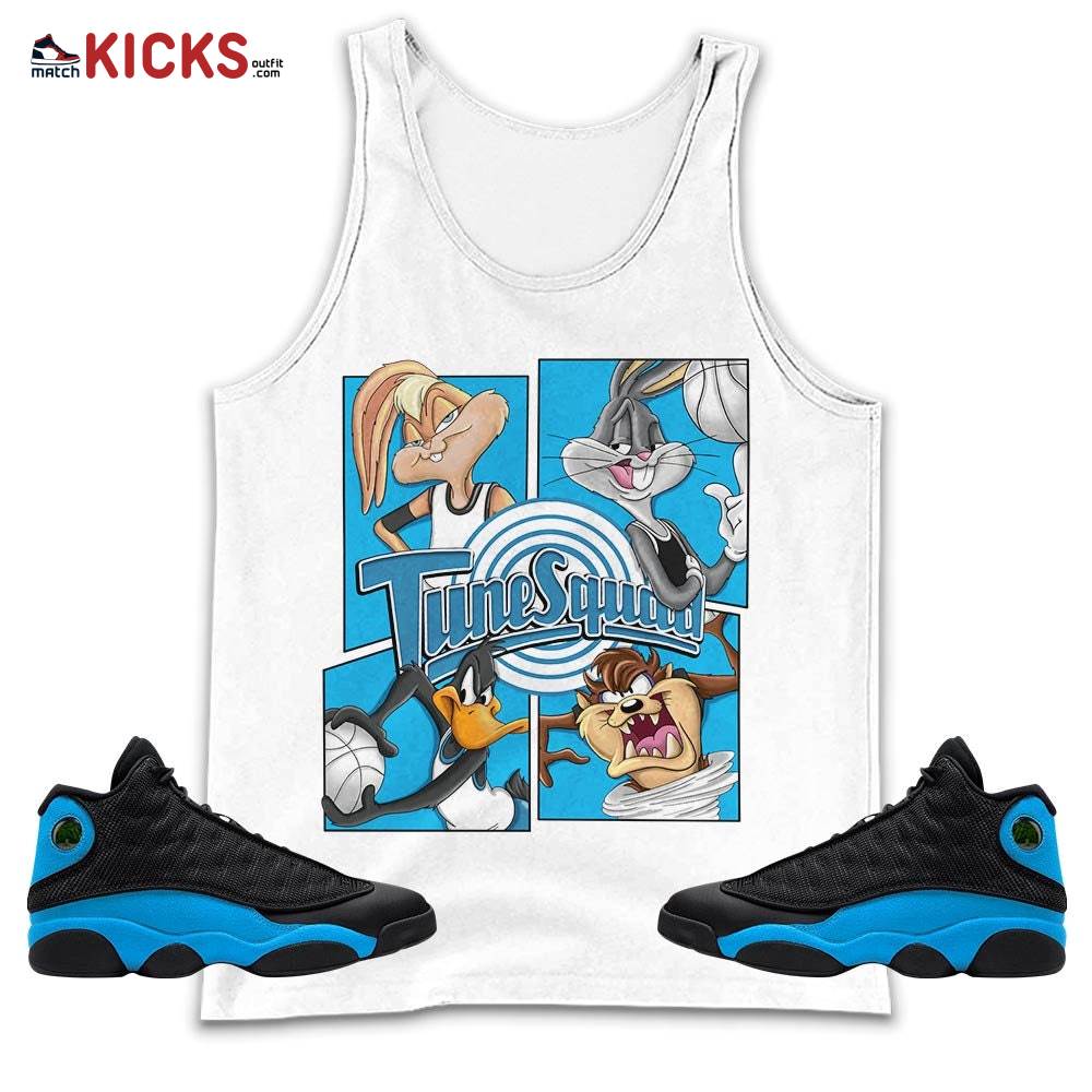Bunny Tazmanian Basketball Sneaker Shirt Match Black University Blue 13s, Jordan 13 Black University Blue 2022 MKO Tank Top