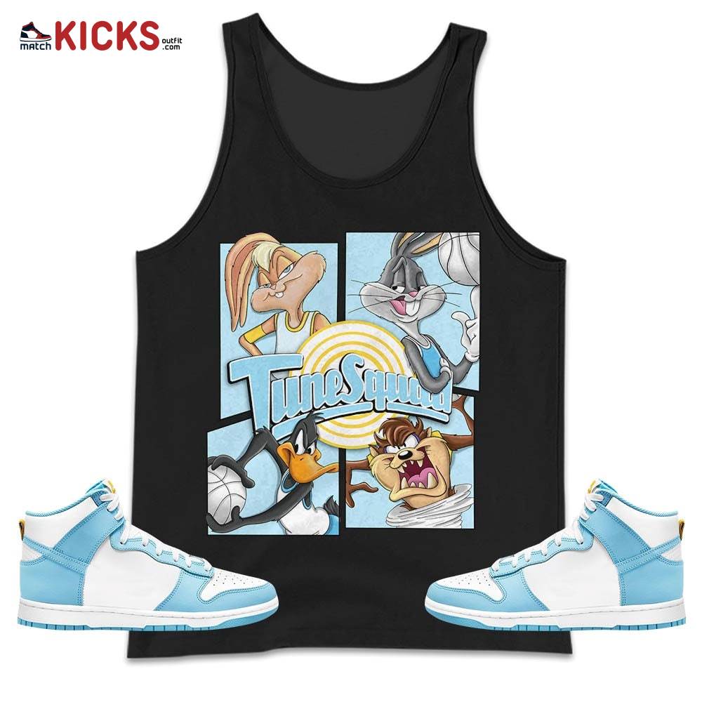 Bunny Tazmanian Basketball Sneaker Shirt Match Dunk High Blue Chill, Dunk High Homer Simpson MKO Tank Top