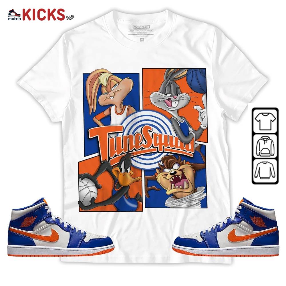 Bunny Tazmanian Basketball Sneaker Shirt Match Mid Knicks 1s, Jordan 1 Mid Knicks MKO Sweatshirt