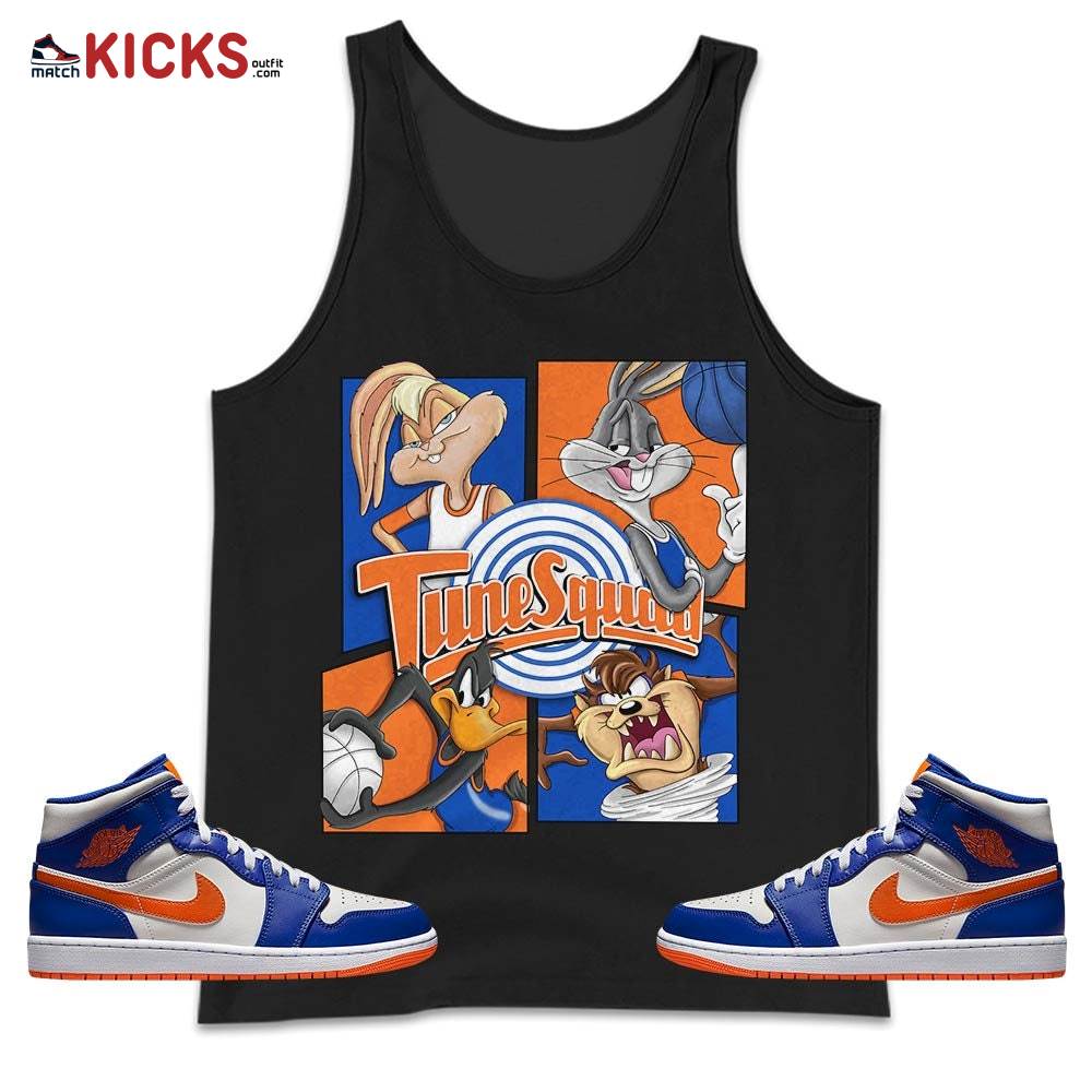 Bunny Tazmanian Basketball Sneaker Shirt Match Mid Knicks 1s, Jordan 1 Mid Knicks MKO Tank Top