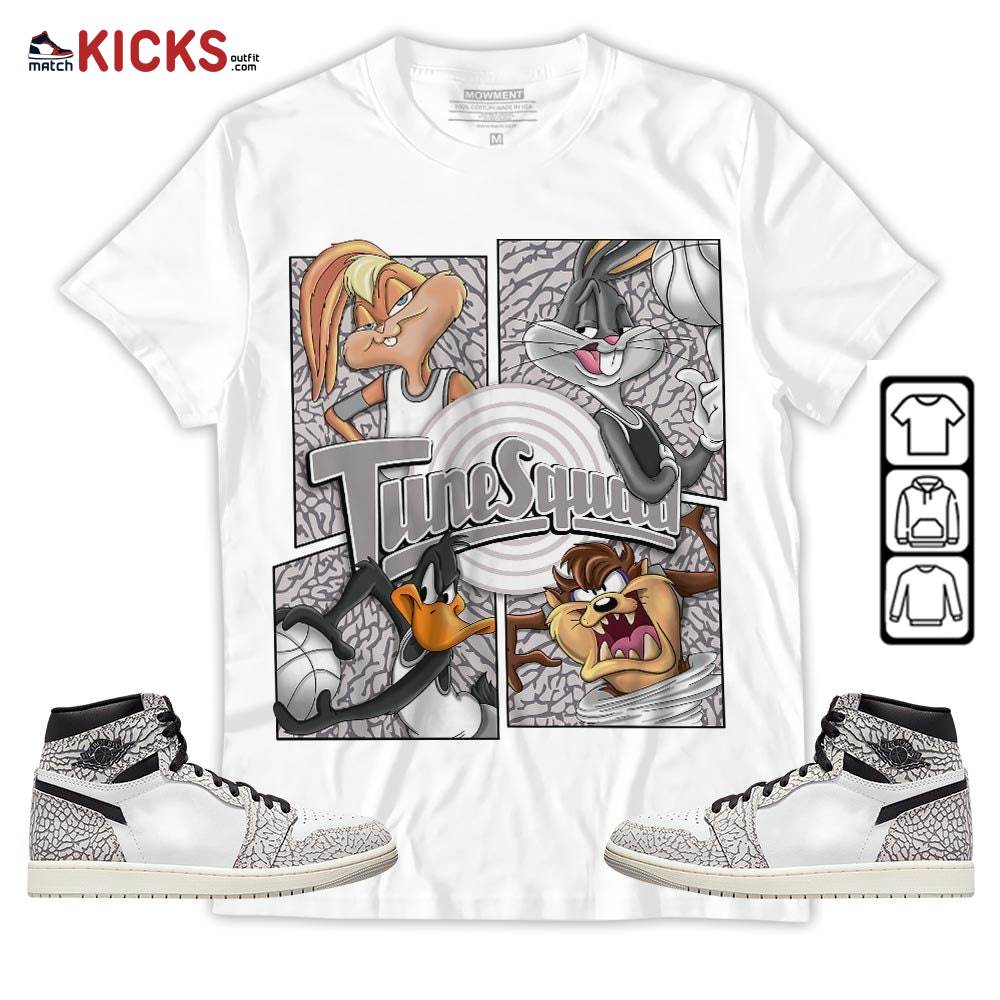 Bunny Tazmanian Basketball Sneaker Shirt Match OG Elephant 1s, Jordan 1 White Cement MKO Sweatshirt
