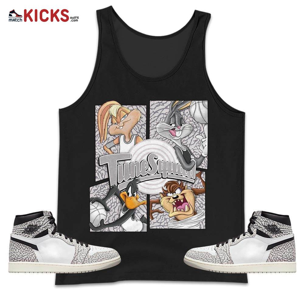 Bunny Tazmanian Basketball Sneaker Shirt Match OG Elephant 1s, Jordan 1 White Cement MKO Tank Top
