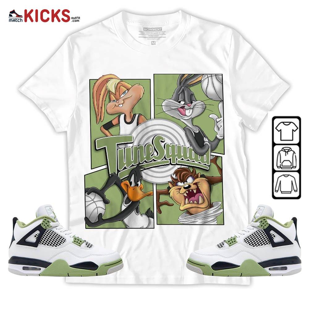 Bunny Tazmanian Basketball Sneaker Shirt Match Retro Oil Green 4s, Jordan 4 Oil Green MKO Sweatshirt