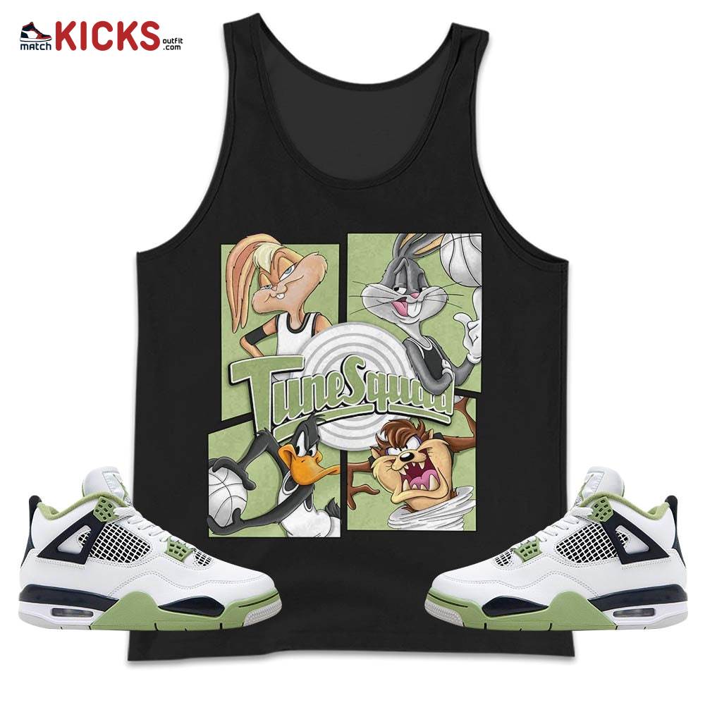 Bunny Tazmanian Basketball Sneaker Shirt Match Retro Oil Green 4s, Jordan 4 Oil Green MKO Tank Top